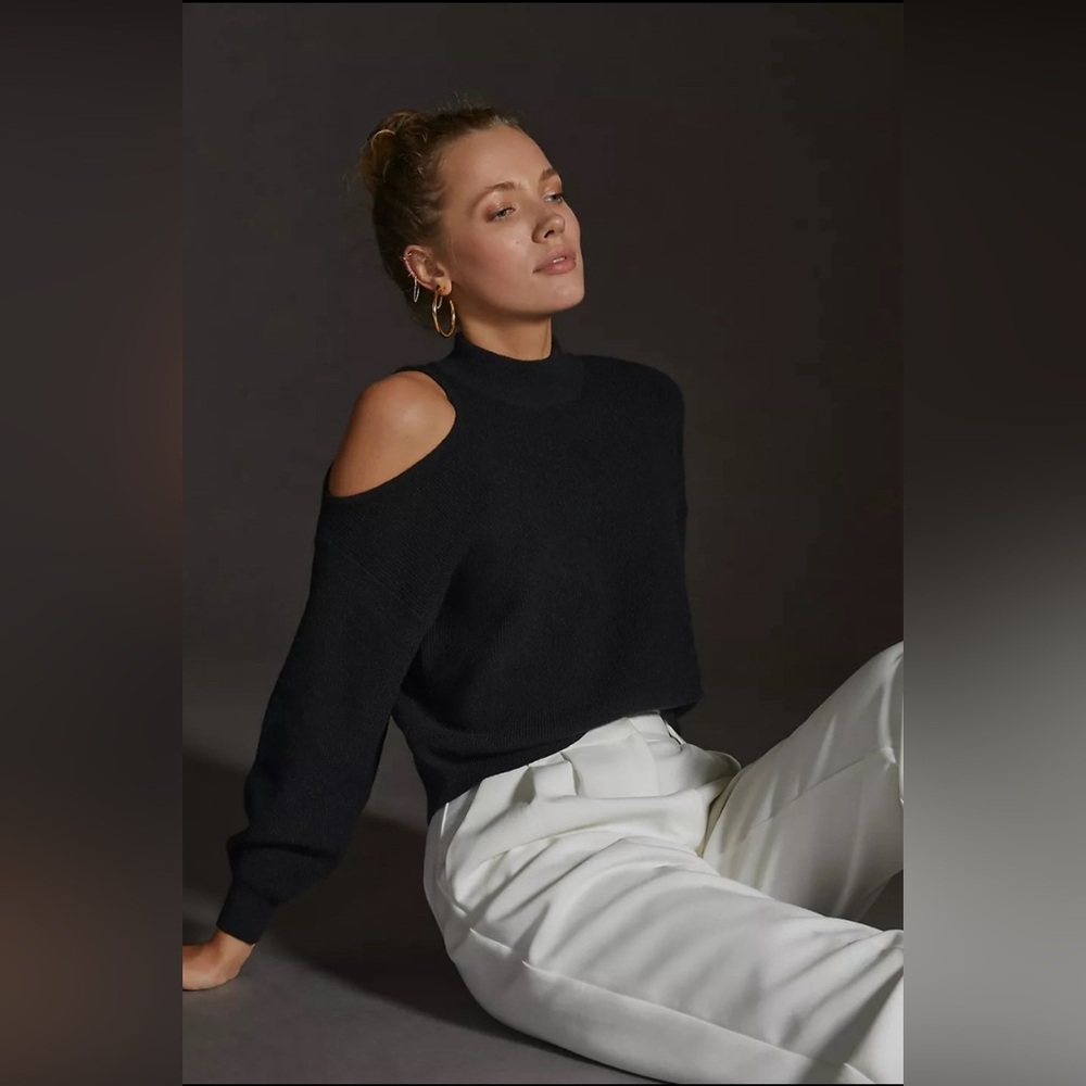By Anthropologie Cutout Mock Neck Sweater